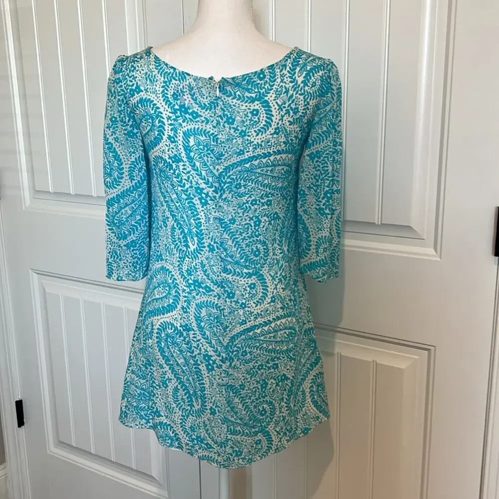 Beautiful 100% Silk Lilly Pulitzer Paisley mini Dress 6‎ coastal preppy chic fun